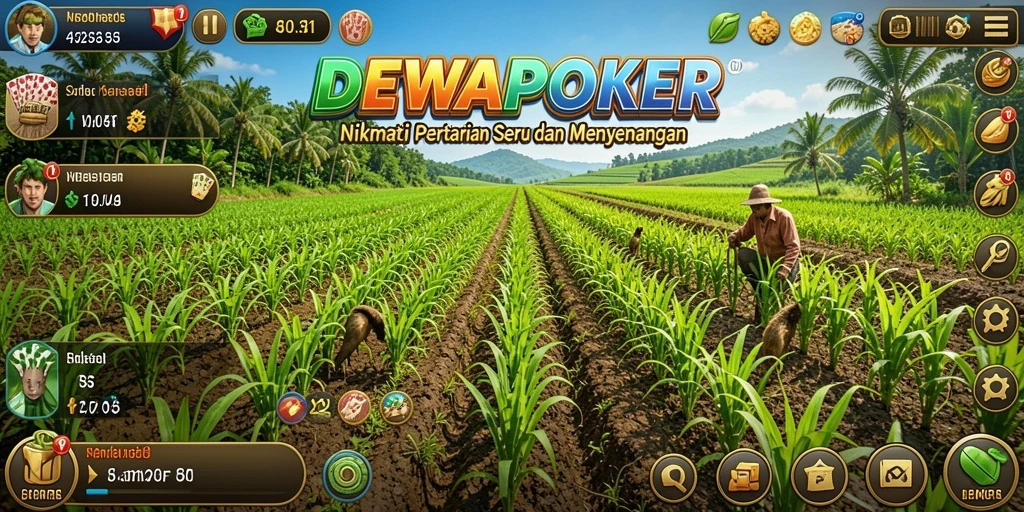 Gameplay DEWAPOKER yang menampilkan aktivitas pertanian yang seru.