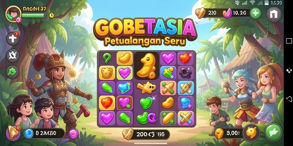 Gameplay seru GOBETASIA dengan level Match-3 yang menantang.