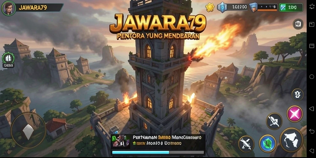Screenshot dari gameplay menegangkan di JAWARA79, menampilkan strategi Tower Defense.