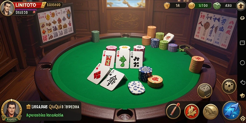 Tampilan gameplay seru LINITOTO dalam permainan QiuQiu.