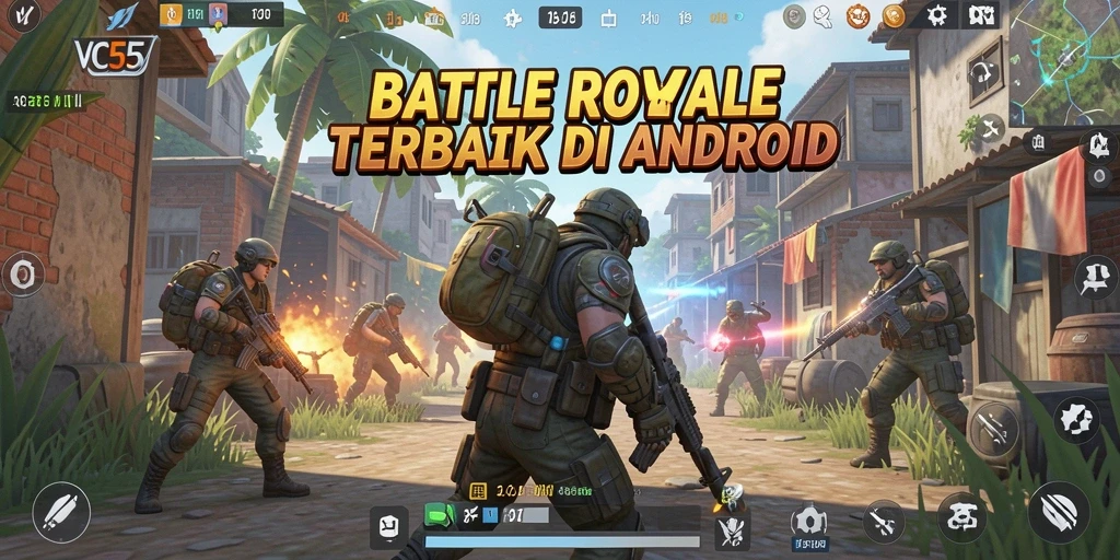 Tampilan gameplay memukau dalam arena pertempuran Battle Royale.